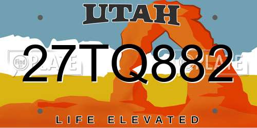 27TQ882 Utah License Plate