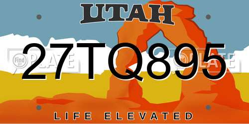 27TQ895 Utah License Plate