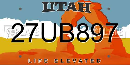 27UB897 Utah License Plate