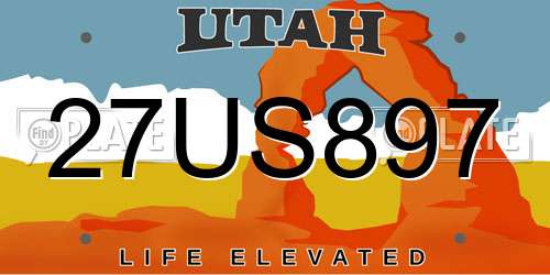 27US897 Utah License Plate