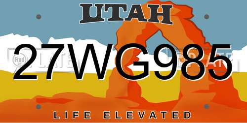 27WG985 Utah License Plate