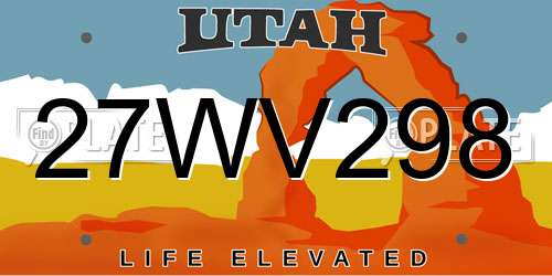 27WV298 Utah License Plate