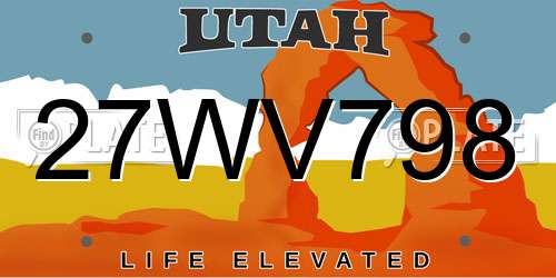 27WV798 Utah License Plate