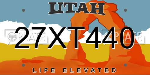 27XT440 Utah License Plate