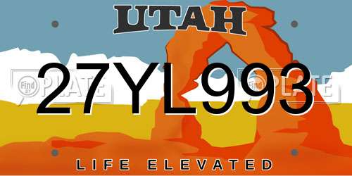 27YL993 Utah License Plate