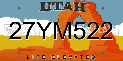27YM522 Utah License Plate