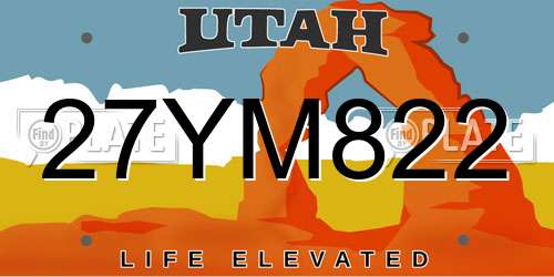 27YM822 Utah License Plate