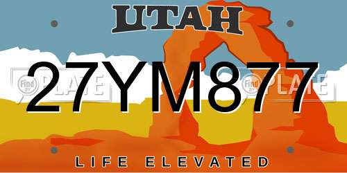 27YM877 Utah License Plate