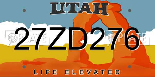 27ZD276 Utah License Plate