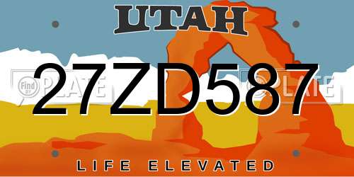 27ZD587 Utah License Plate