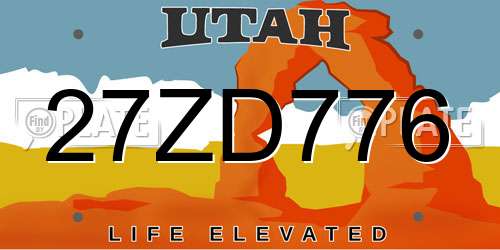 27ZD776 Utah License Plate