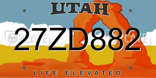 27ZD882 Utah License Plate