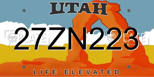 27ZN223 Utah License Plate