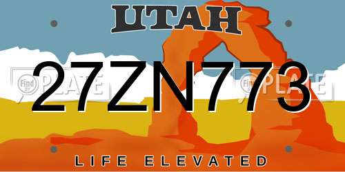 27ZN773 Utah License Plate