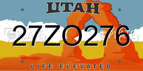 27ZO276 Utah License Plate