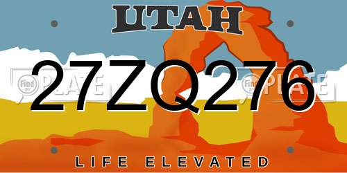 27ZQ276 Utah License Plate