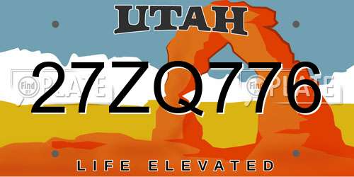 27ZQ776 Utah License Plate