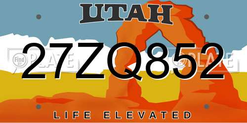 27ZQ852 Utah License Plate