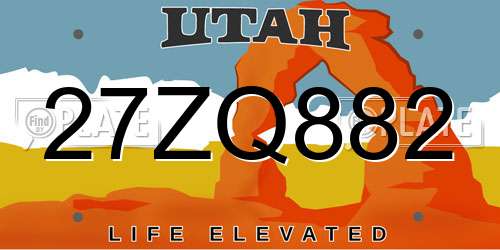27ZQ882 Utah License Plate