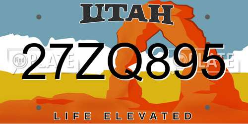 27ZQ895 Utah License Plate