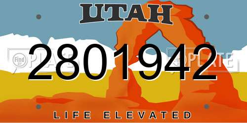 2801942 Utah License Plate