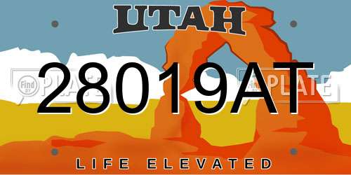 28019AT Utah License Plate