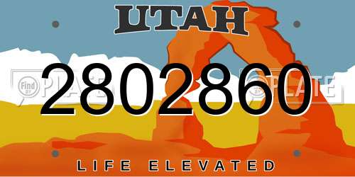 2802860 Utah License Plate