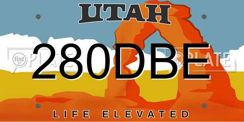 280DBE Utah License Plate
