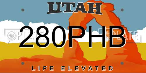280PHB Utah License Plate