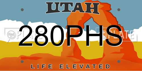 280PHS Utah License Plate