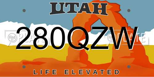 280QZW Utah License Plate