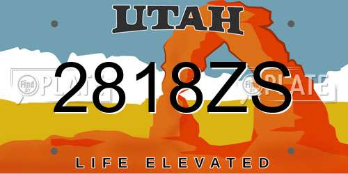 2818ZS Utah License Plate