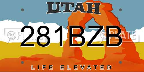 281BZB Utah License Plate