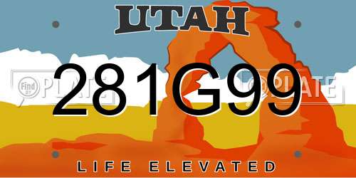281G99 Utah License Plate