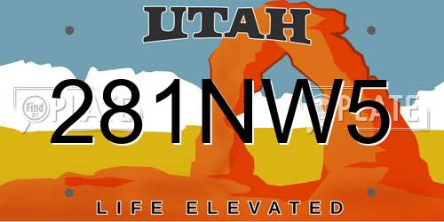 281NW5 Utah License Plate