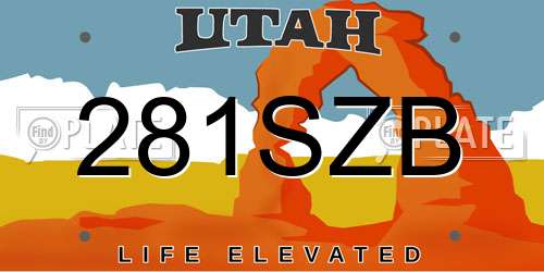 281SZB Utah License Plate