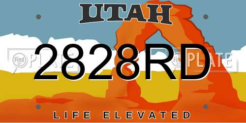 2828RD Utah License Plate