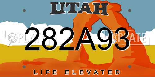 282A93 Utah License Plate