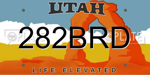 282BRD Utah License Plate