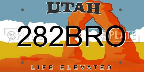 282BRO Utah License Plate