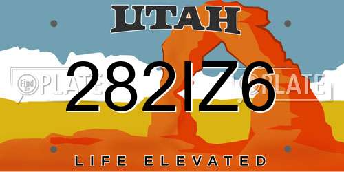 282IZ6 Utah License Plate