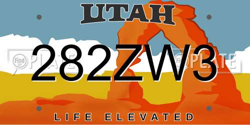 282ZW3 Utah License Plate