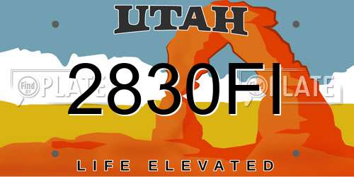 2830FI Utah License Plate