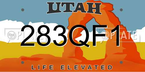 283QF1 Utah License Plate