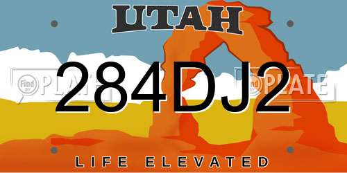 284DJ2 Utah License Plate