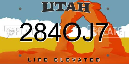 284OJ7 Utah License Plate