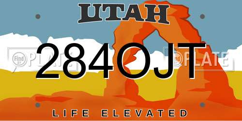 284OJT Utah License Plate