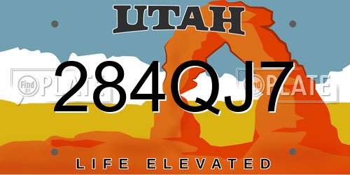 284QJ7 Utah License Plate