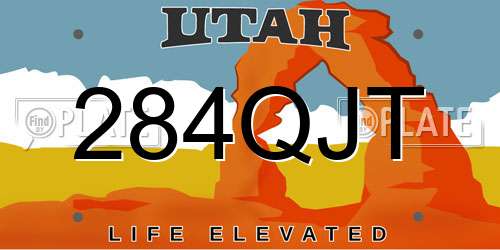 284QJT Utah License Plate