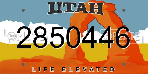 2850446 Utah License Plate